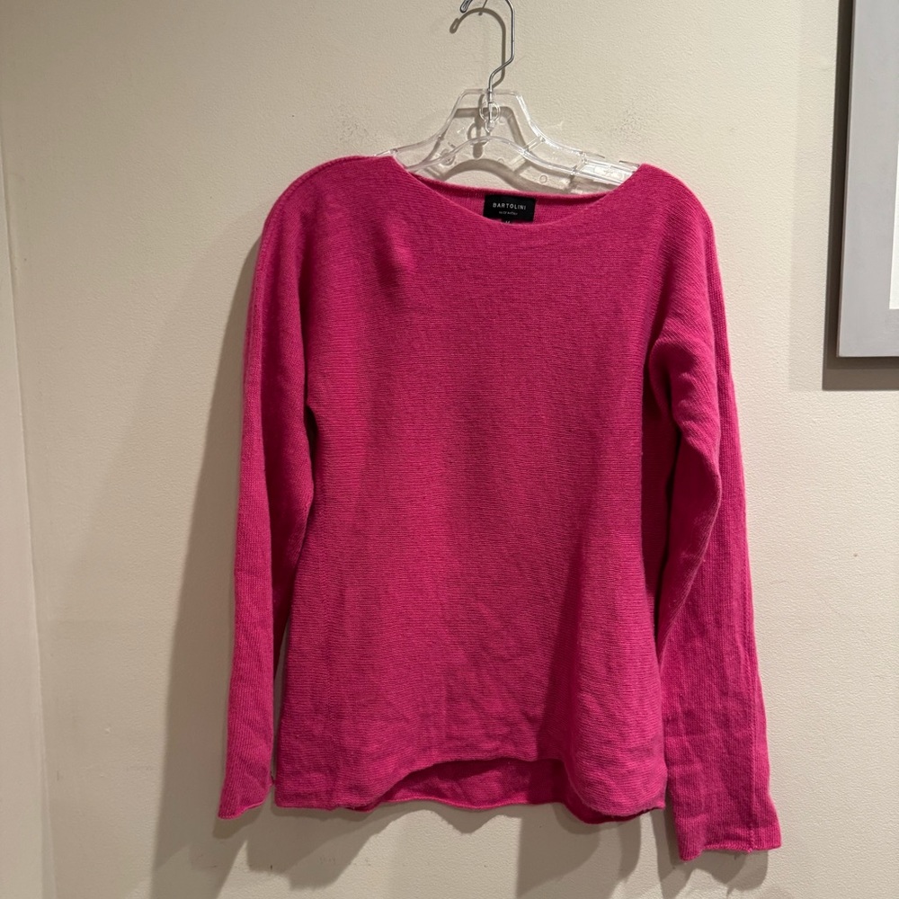 Bartolini Vibrant Pink Knit Sweater Medium‎ Made In Italy Merino Wool